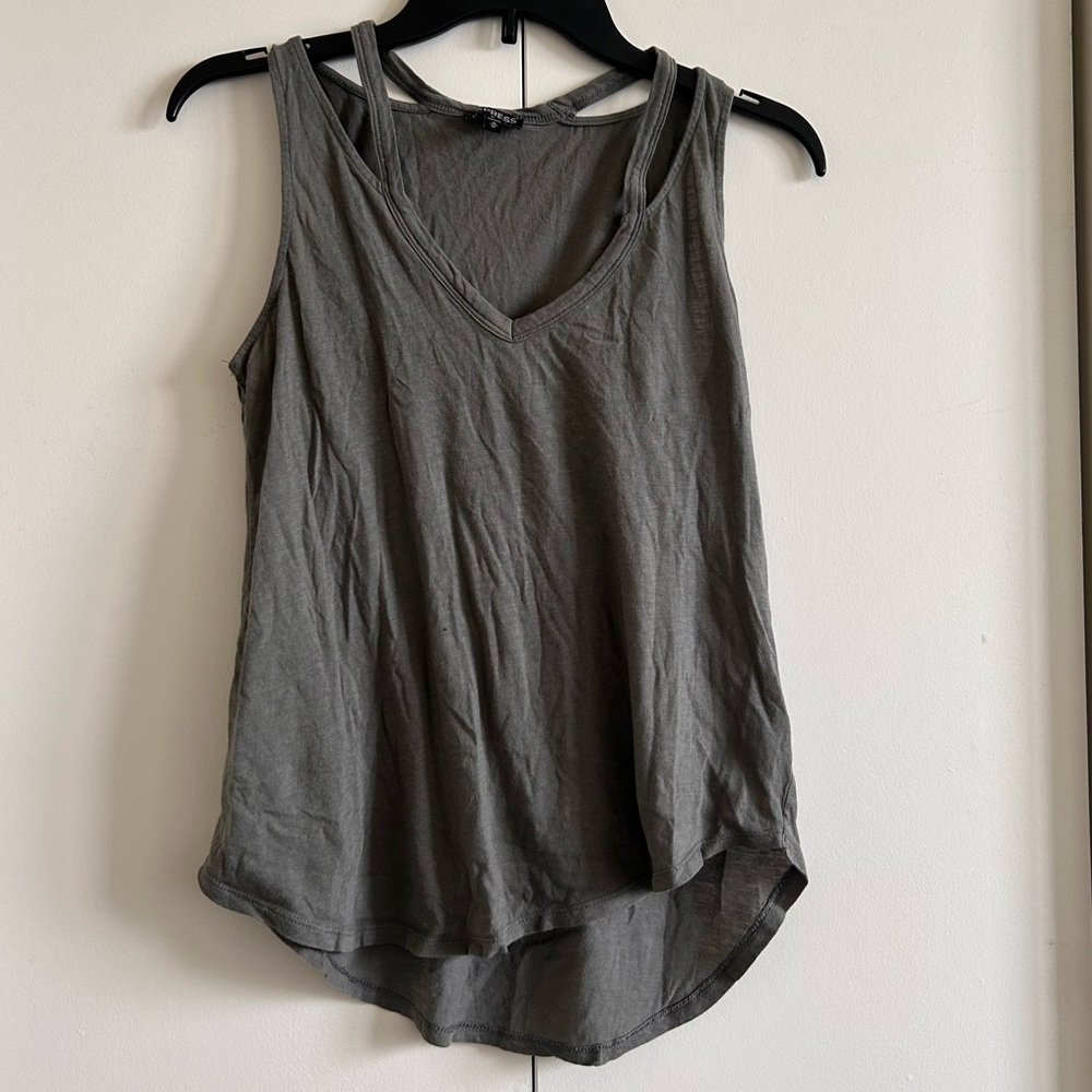 EXPRESS Sage Green Strappy Scoop V-Neck Tank Top Women’s Medium